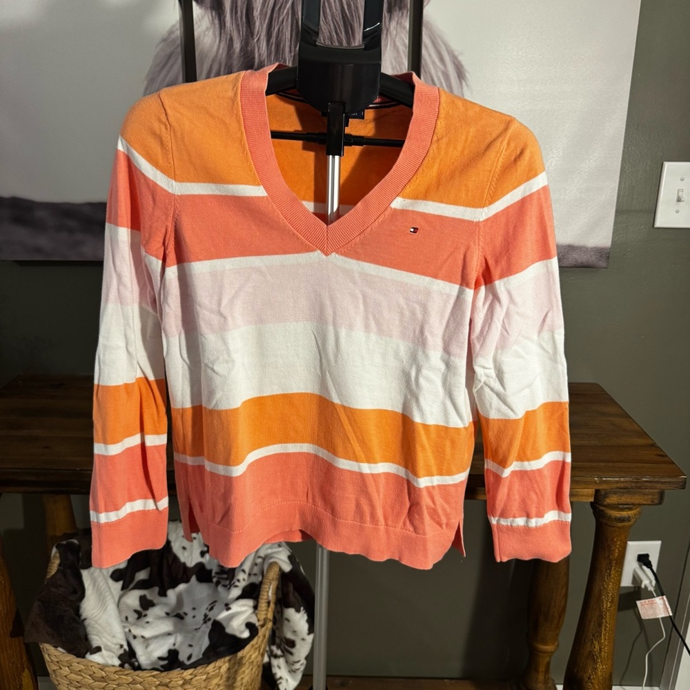 Tommy Hilfiger Women’s Striped V-Neck Long Sleeve